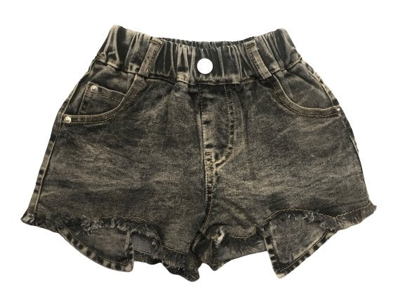 Girls Black Wash Jean Shorts.