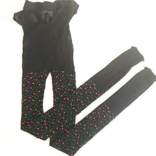 Children's Christmas Rhinestone Mesh Tights.