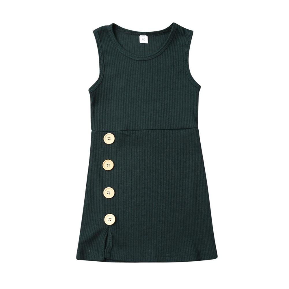 Girls Mini Dress With Button Detail.