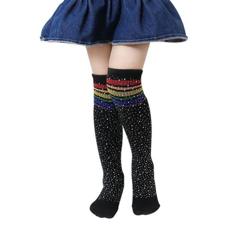 Girls Crystallized Knee High Socks (4 Colors).