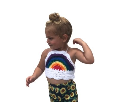 Girls Rainbow Crochet Top.