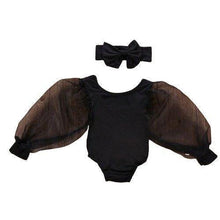 Load image into Gallery viewer, Girls Sheer Sleeve Bodysuit With Headband.
