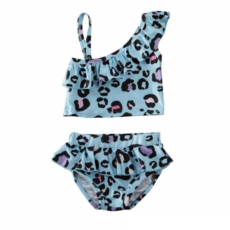 Girls Leopard Print Blue Bikini.
